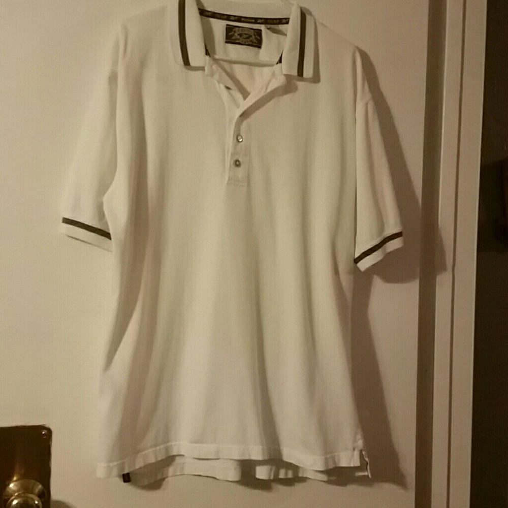 Reebok golf Polo Shirt sz L. White w/ gray trim